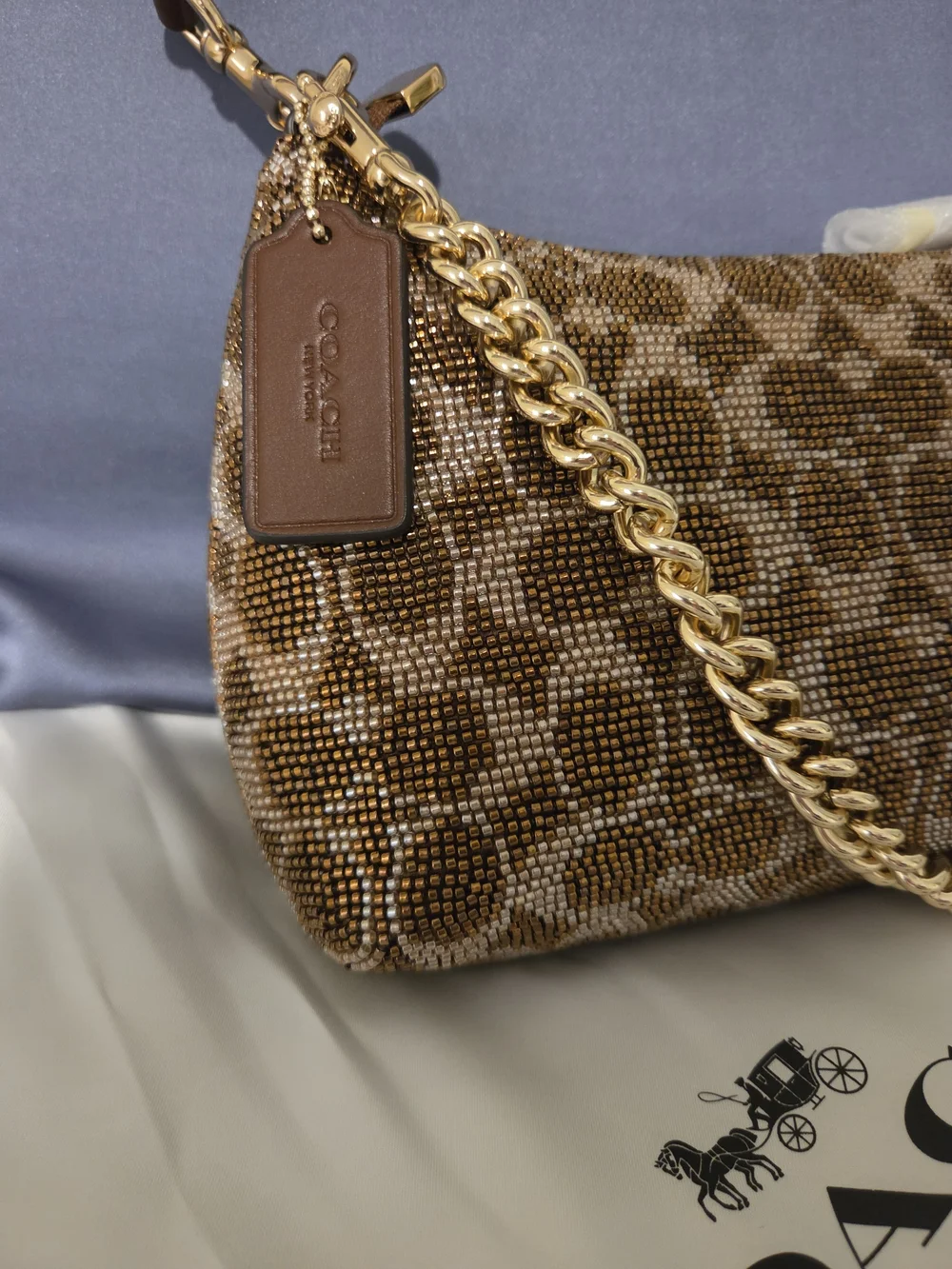 Coach Teri Brown Signature Crystal Embellished Shoulder Bag